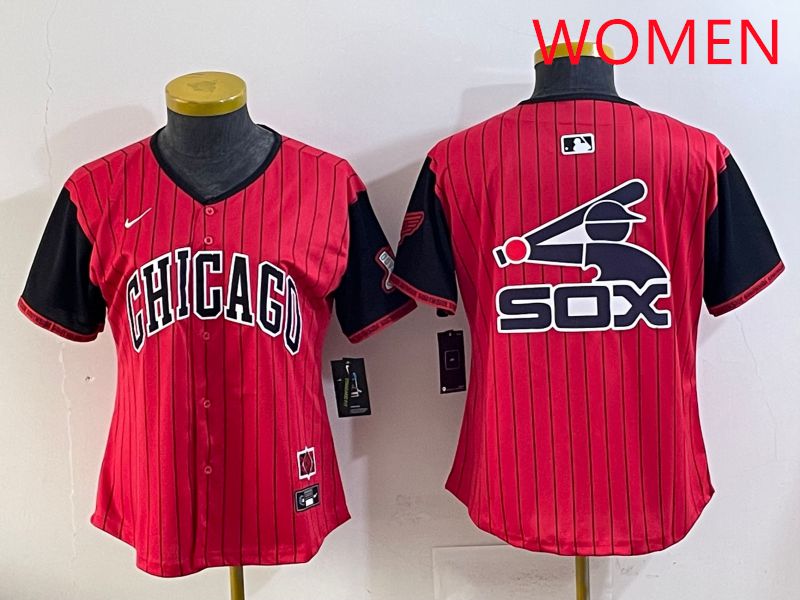 Women Chicago White Sox Blank Red Stripe Joint Name Nike 2025 MLB Jersey style 8